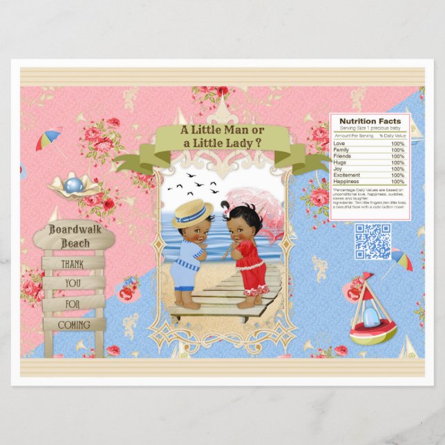 Boardwalk Victoriana Beach Gender Reveal Chip Bag Flyer (Front)