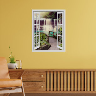 Boardwalk Waterfall Faux Window View Poster