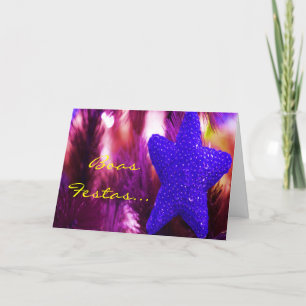 Boas Festas e um feliz Ano Novo Blue Star III Holiday Card