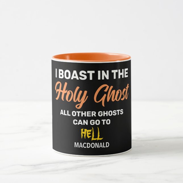 BOAST IN THE HOLY GHOST Christian Halloween Mug (Center)