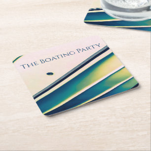 Boat Abstract in Blue Paper Coaster