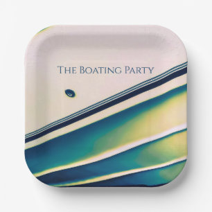 Boat Abstract in Blue Paper Plate
