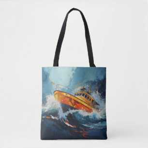 Boat Action Sport Painting Abstract Art Decor Tote Bag