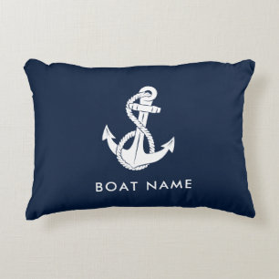 Boat Anchor and Name Modern Cruise Custom Decorative Cushion