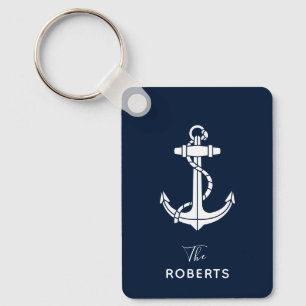 Boat Anchor and Name Script Nautical Custom Key Ring