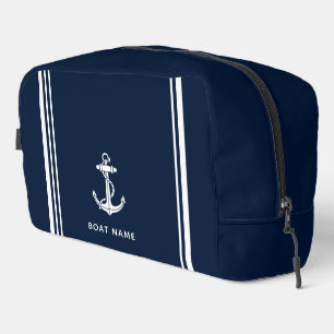 Boat Anchor and Name White Stripes Dopp Kit