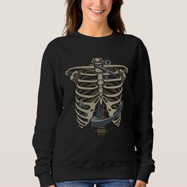 Boat Anchor and Rib Cage Boat Owners Ship Captain  Sweatshirt (Front)