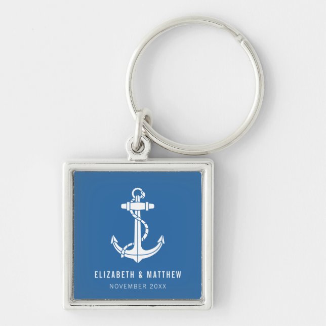 Boat Anchor Beach Wedding Favours Custom Key Ring (Front)