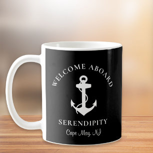 Boat Anchor Black Personalised Coffee Mug