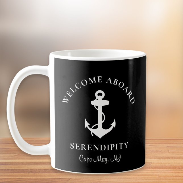 Boat Anchor Black Personalised Coffee Mug (Creator Uploaded)