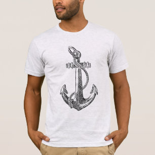 Boat Anchor Nautical Etching Grunge Like T-Shirt