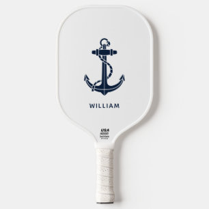 Boat Anchor Nautical Navy Blue Personalised Pickleball Paddle