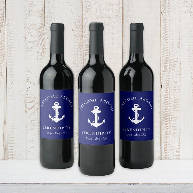 Boat Anchor Navy Personalised Wine Label (Creator Uploaded)