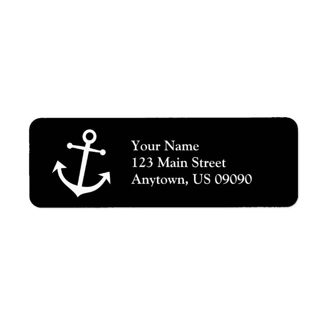 Boat Anchor Return Address Label (Black / White) (Front)