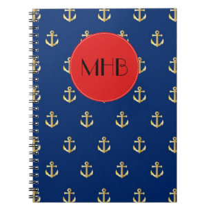 Boat Anchor, Ship Anchor, Sea Anchor, Monogram Notebook