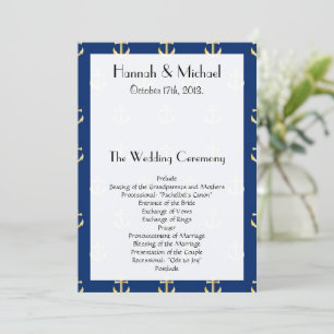 Boat Anchor, Ship Anchor, Sea Anchor, Wedding Program