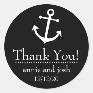 Boat Anchor Thank You Labels (Black)