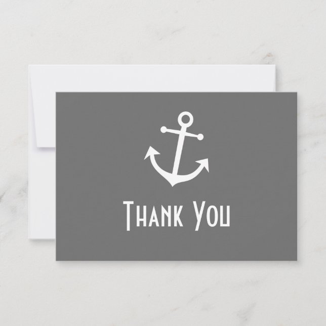 Boat Anchor Thank You Note Cards (Grey) (Front)