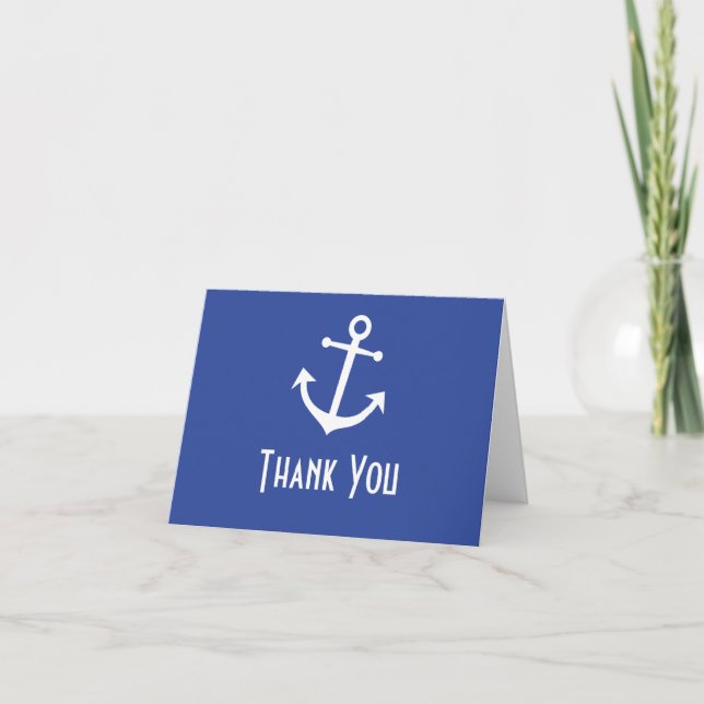 Boat Anchor Thank You Note Cards (Navy Blue) (Front)