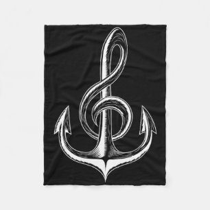Boat Anchor Treble Clef Nautical Musician Fleece Blanket