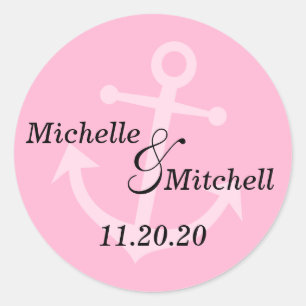 Boat Anchor Wedding Labels (Pink)