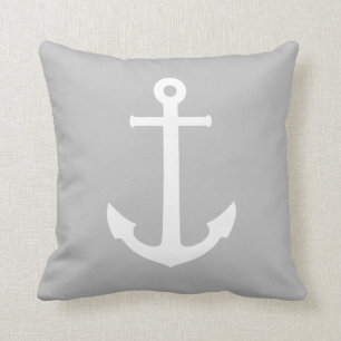 Boat Anchor White On Gray Cushion