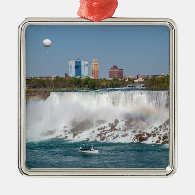 Boat and American Falls from Niagara Falls Metal Ornament (Front)
