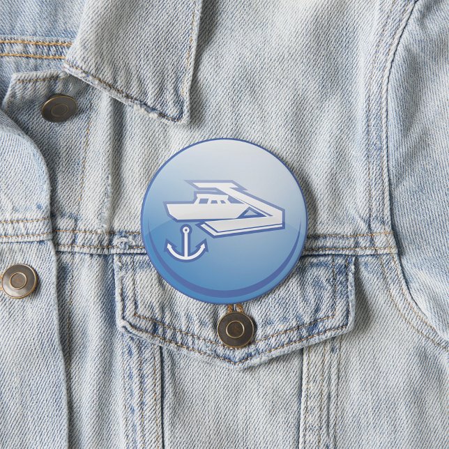 Boat and Anchor Nautical Marine 7.5 Cm Round Badge (Creator Uploaded)