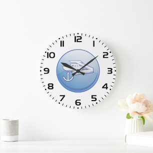 Boat and Anchor Nautical Marine Large Clock