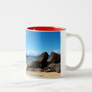 Boat and beach, Paraty, Brazil Two-Tone Coffee Mug