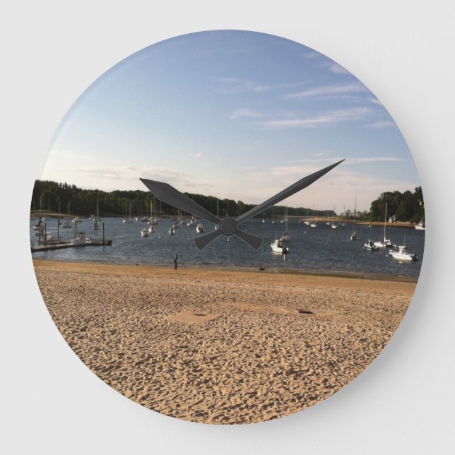 BOAT AND BEACH SCENE LARGE CLOCK (Front)