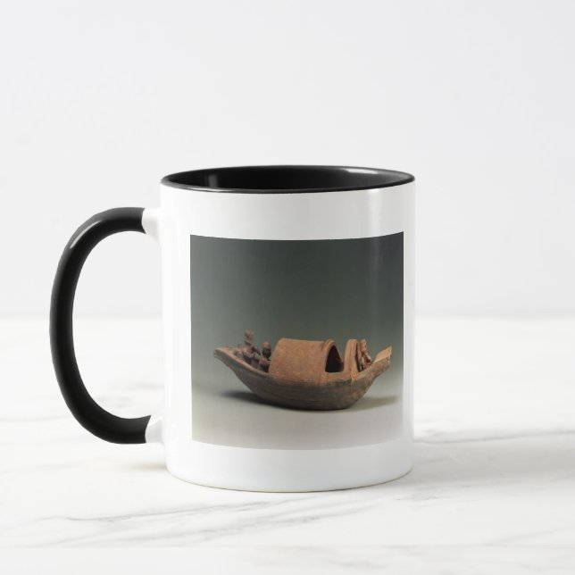 Boat and crew, tomb artefact mug (Left)