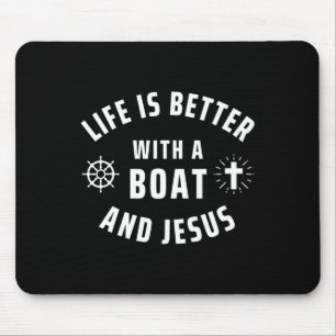 Boat And Jesus Boating Religious Captain Sailor Bo Mouse Pad