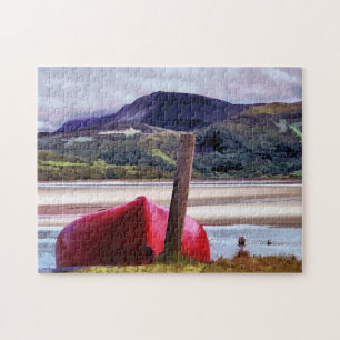 BOAT AND MOUNTAIN LANDSCAPE JIGSAW PUZZLE