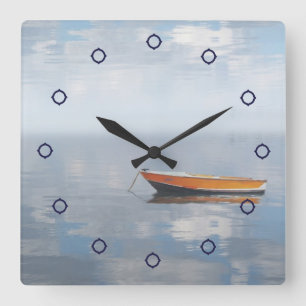 Boat and Reflected Peace Photo Wall Clock