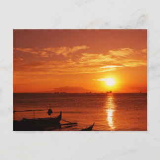 boat and sunset postcard