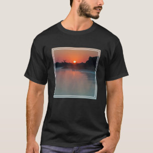 Boat At Sunrise On The River T-Shirt