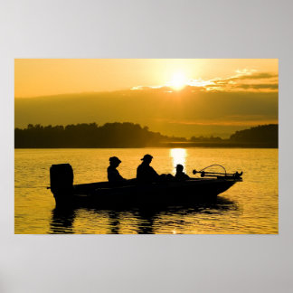 Boat at Sunrise Poster