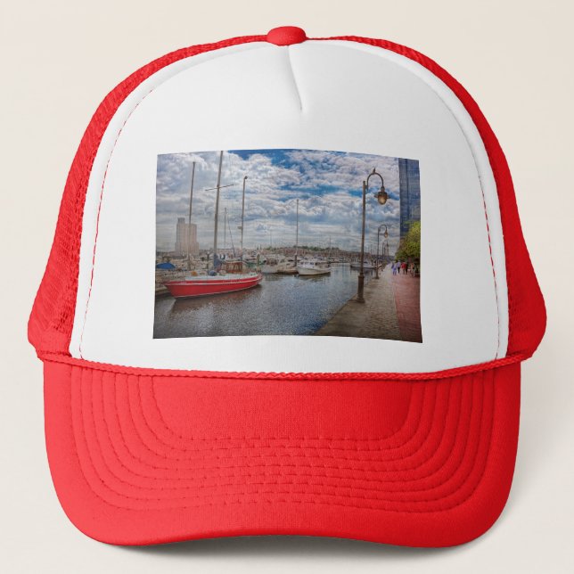 Boat - Baltimore, MD - One fine day in Baltimore Trucker Hat (Front)
