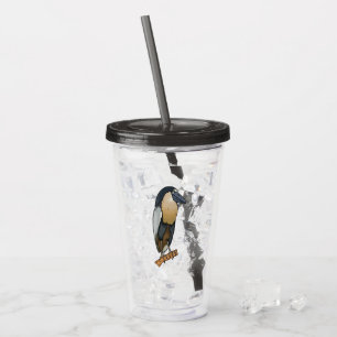Boat-billed heron bird cartoon illustration acrylic tumbler