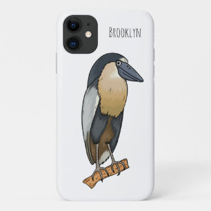 Boat-billed heron bird cartoon illustration iPhone 11 case