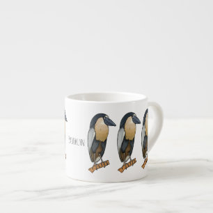 Boat-billed heron bird cartoon illustration espresso cup