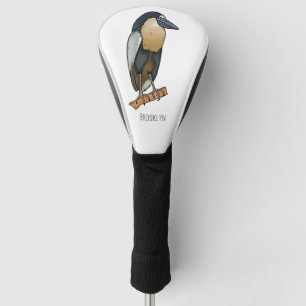 Boat-billed heron bird cartoon illustration golf head cover