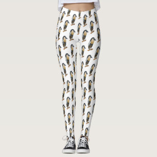 Boat-billed heron bird cartoon illustration leggings