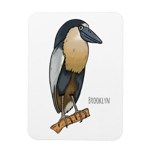 Boat-billed heron bird cartoon illustration magnet