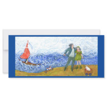 Boat, Blades & Skateboard Greetings Flat Card