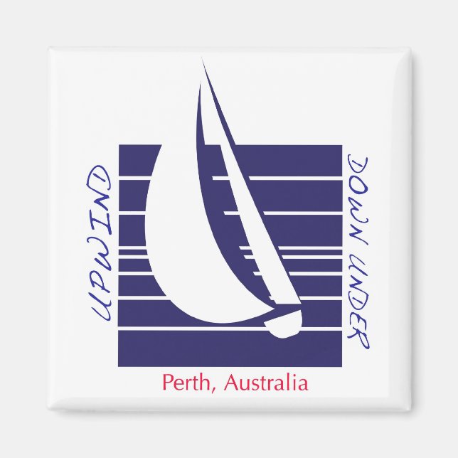Boat Blue Square_UpDown Perth magnet (Front)