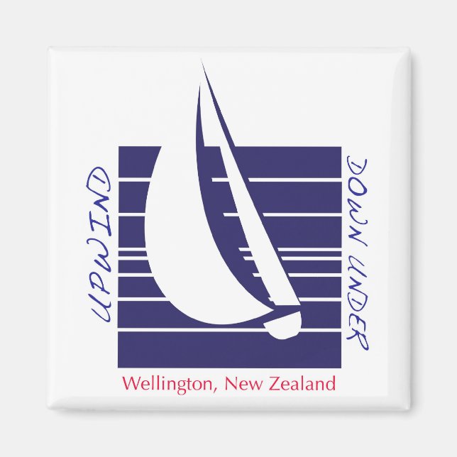 Boat Blue Square_UpDown Wellington magnet (Front)