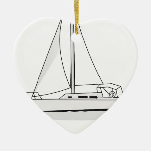 boat boating water wind waves ocean lake sea ceramic ornament