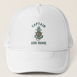 Boat Captain Add Your Name Nautical Anchor Trucker Hat